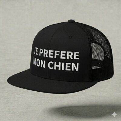 Casquette Trucker – “JE PRÉFÈRE MON CHIEN”