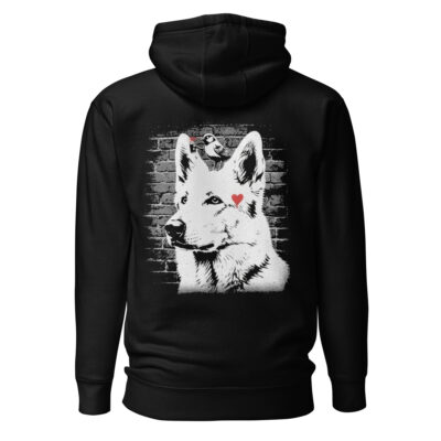 Sweat à Capuche Berger Blanc Suisse Style Banksy