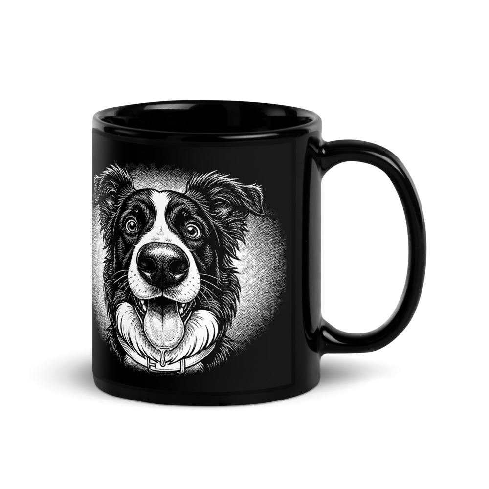 Mug Border Collie – Black & White – vue 2 – AMOUR CHIEN