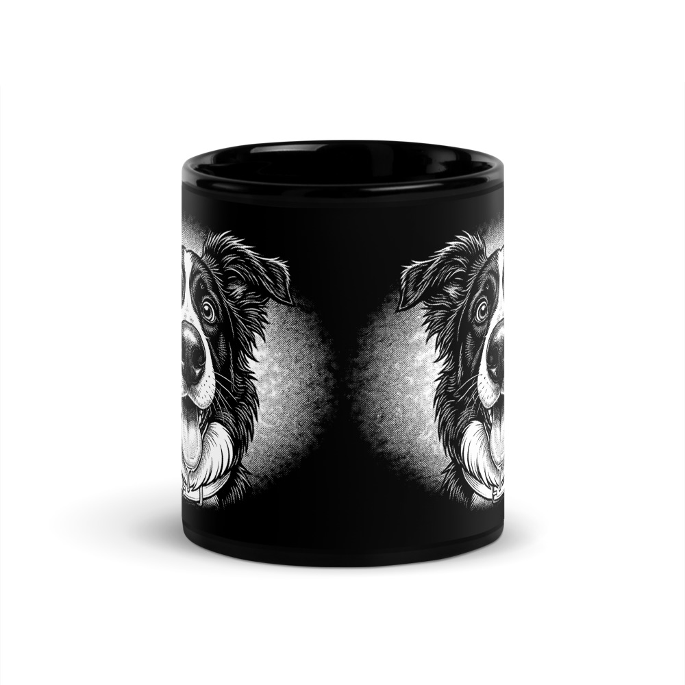 Mug Border Collie – Black & White – vue 3 – AMOUR CHIEN