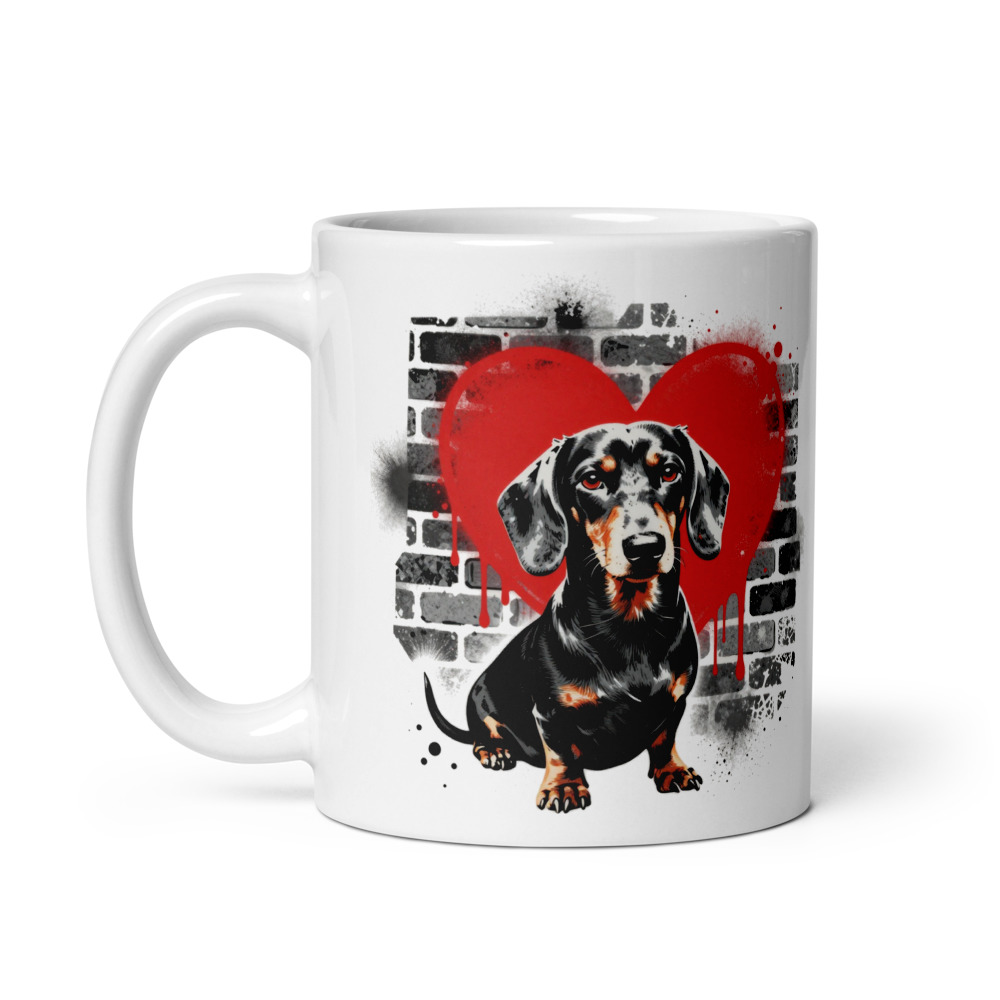 Mug Teckel – Street Art – vue 2 – AMOUR CHIEN
