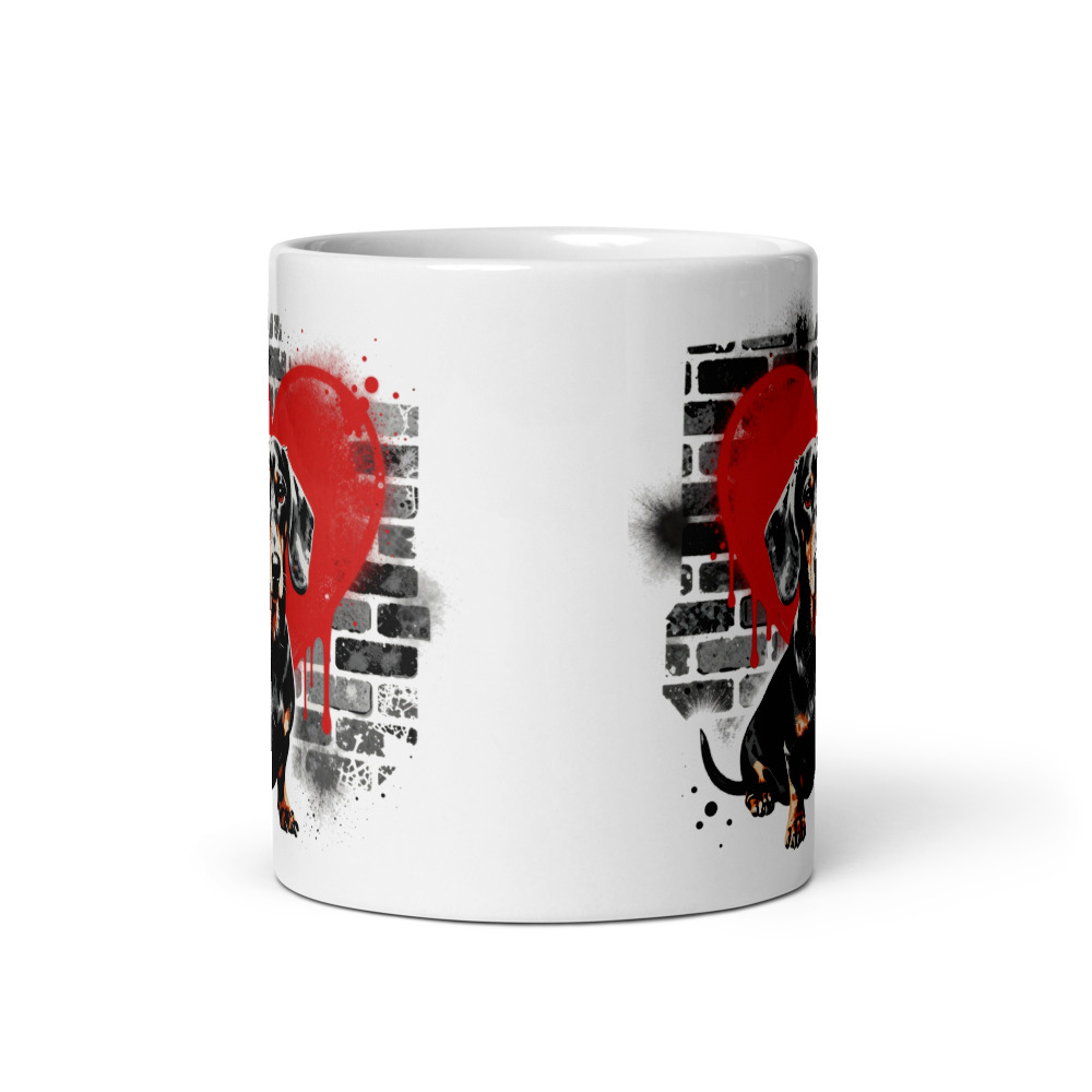 Mug Teckel – Street Art – vue 3 – AMOUR CHIEN