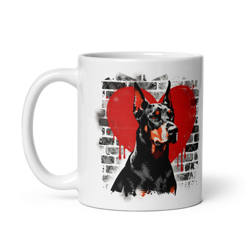 Mug Dobermann – Street Art – vue 2 – AMOUR CHIEN