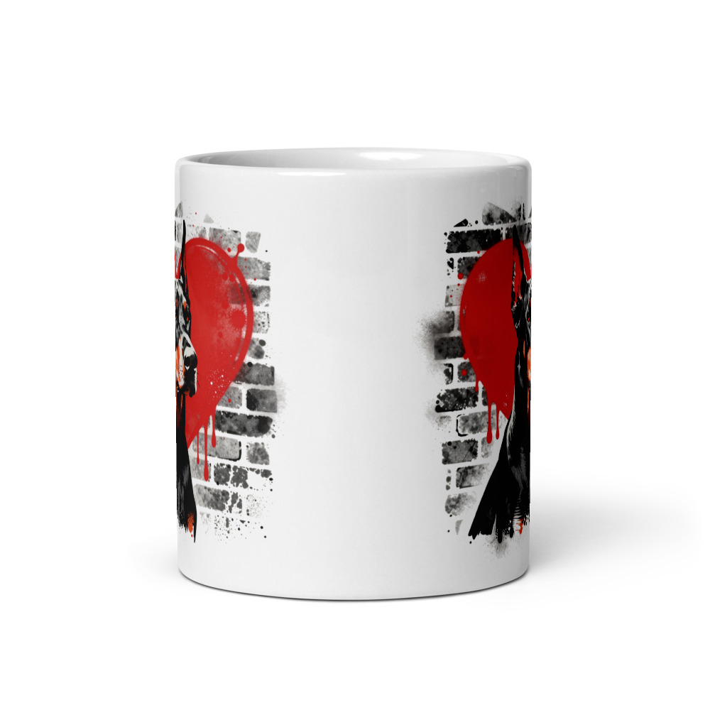 Mug Dobermann – Street Art – vue 3 – AMOUR CHIEN