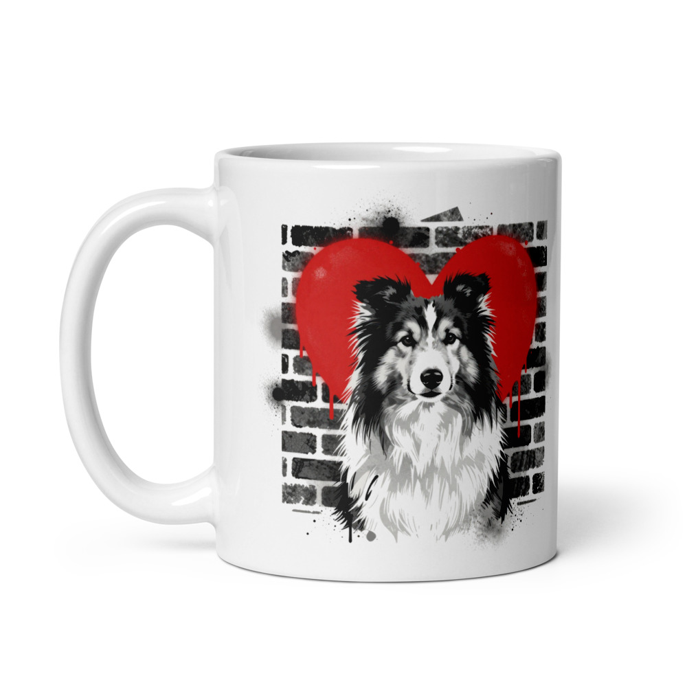 Mug Berger des Shetland – Street Art – vue 2 – AMOUR CHIEN