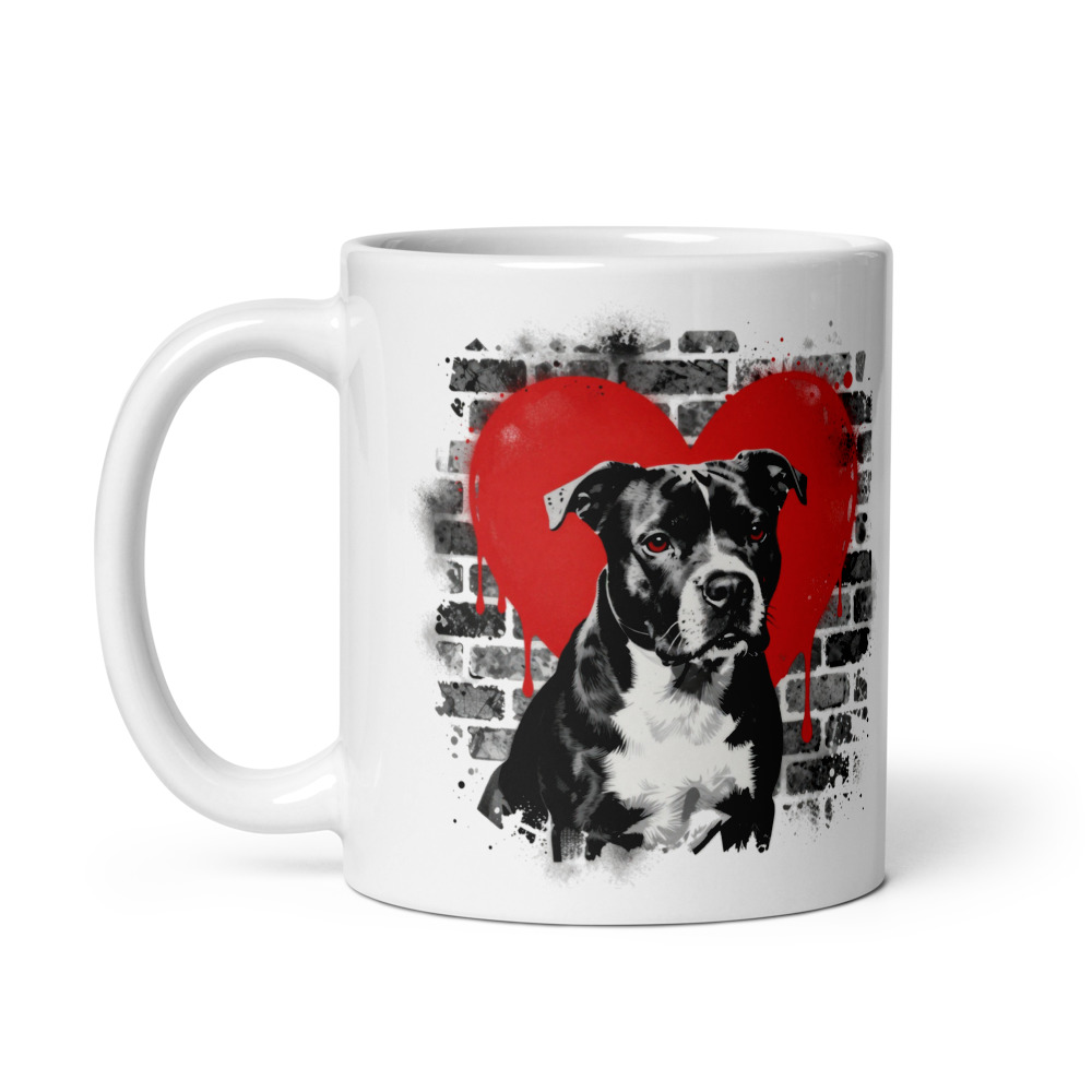 Mug Staffordshire Bull Terrier – Street Art – vue 2 – AMOUR CHIEN