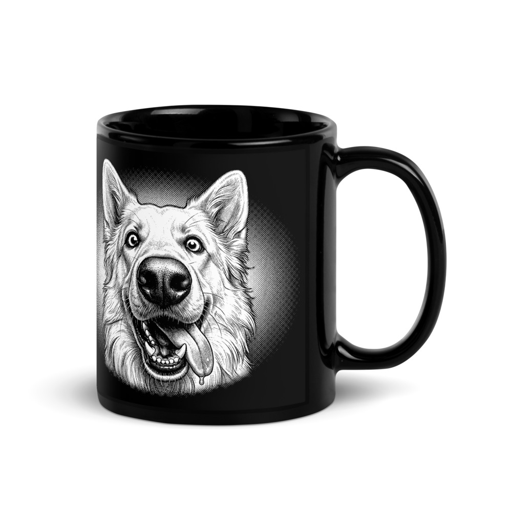 Mug Berger Blanc Suisse – Black & White – vue 2 – AMOUR CHIEN