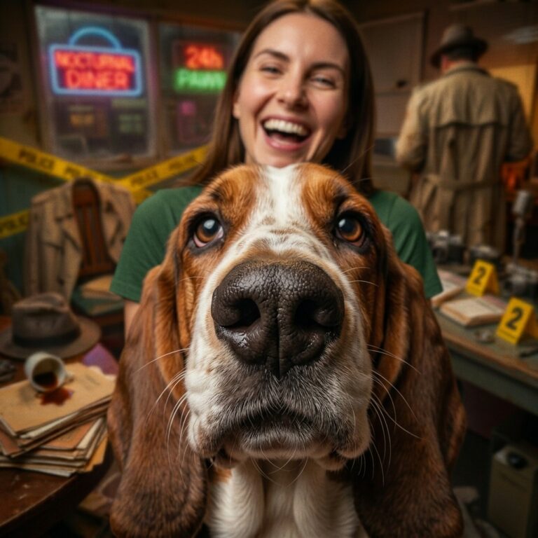 Basset et sa famille