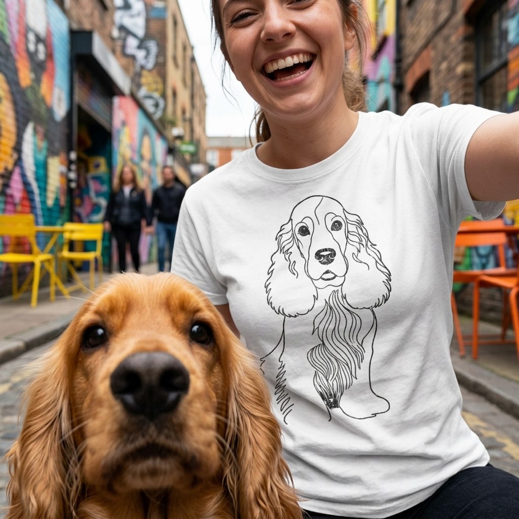 Cocker et son humain en t-shirt Amour Chien