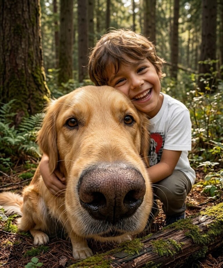 Golden Retriever et sa famille