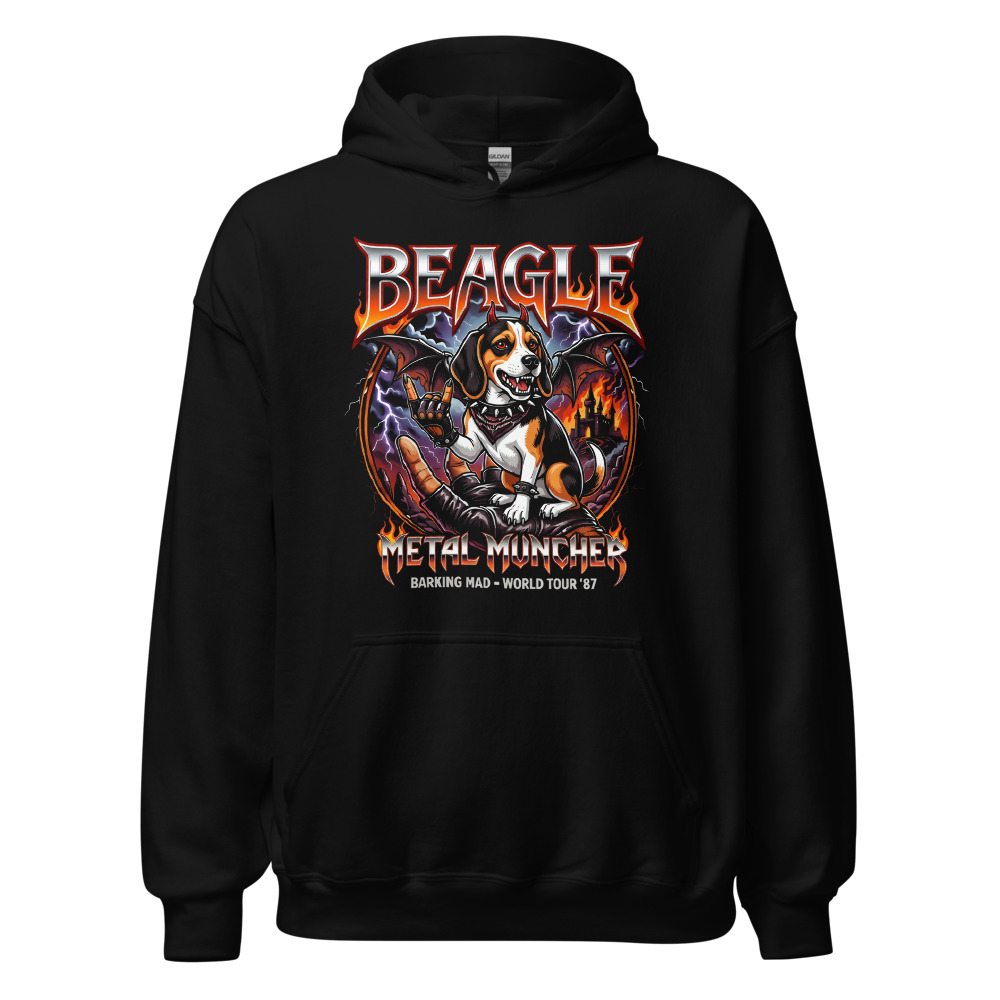 Sweat à capuche Beagle – Metal – noir – AMOUR CHIEN