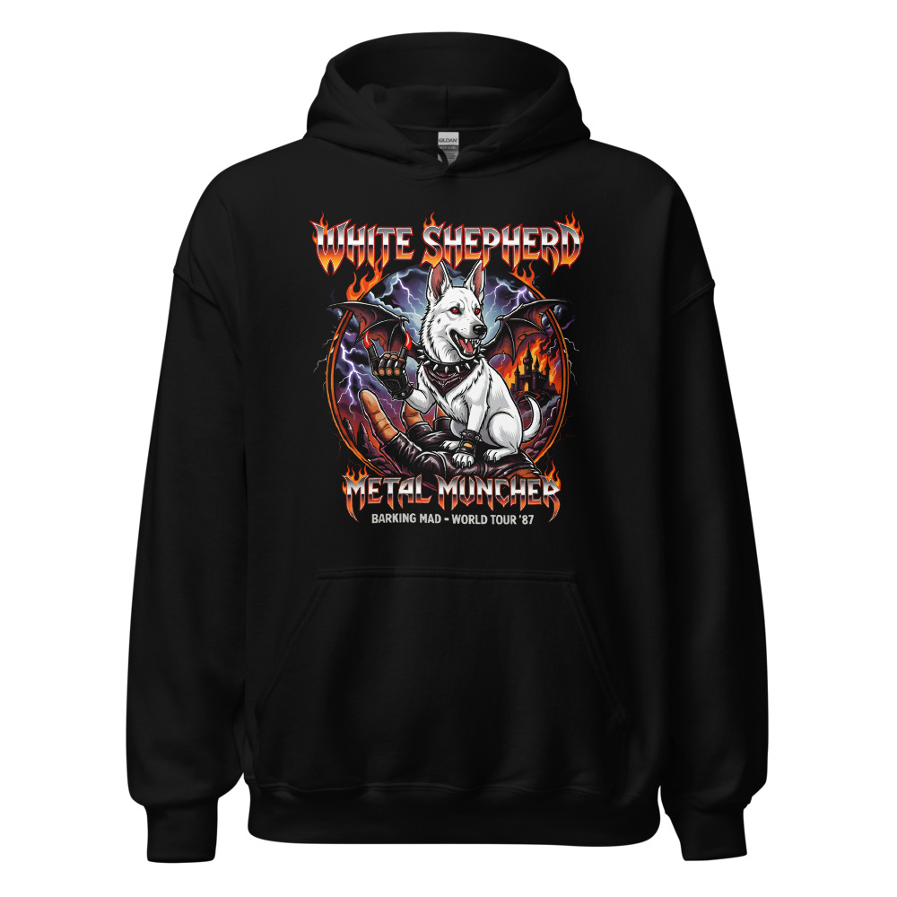 Sweat à capuche Berger Blanc Suisse – Metal – noir – AMOUR CHIEN