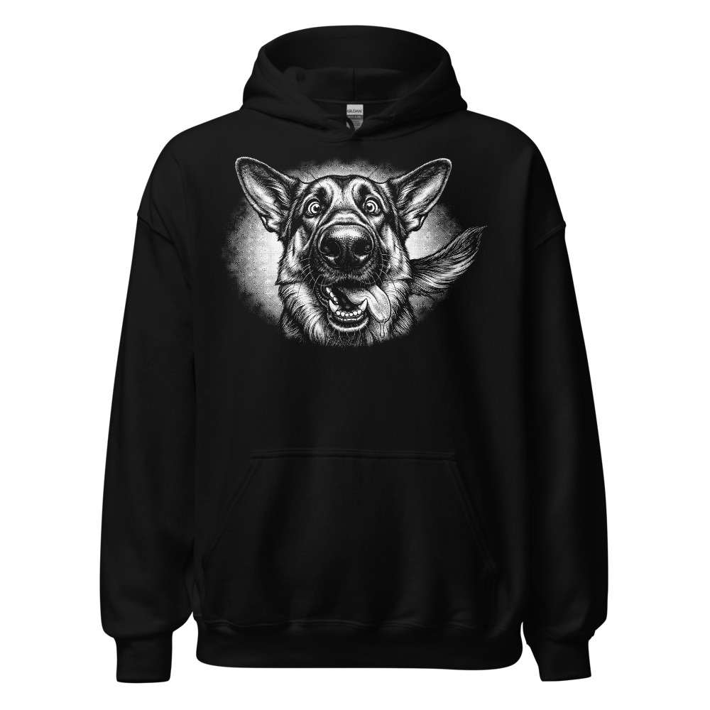 Sweat à capuche Berger Allemand – Black & White – noir – AMOUR CHIEN
