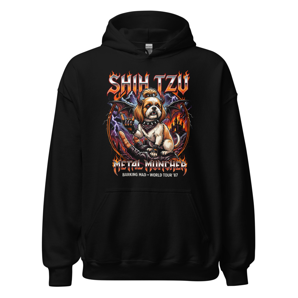 Sweat à capuche Shih Tzu – Metal – noir – AMOUR CHIEN