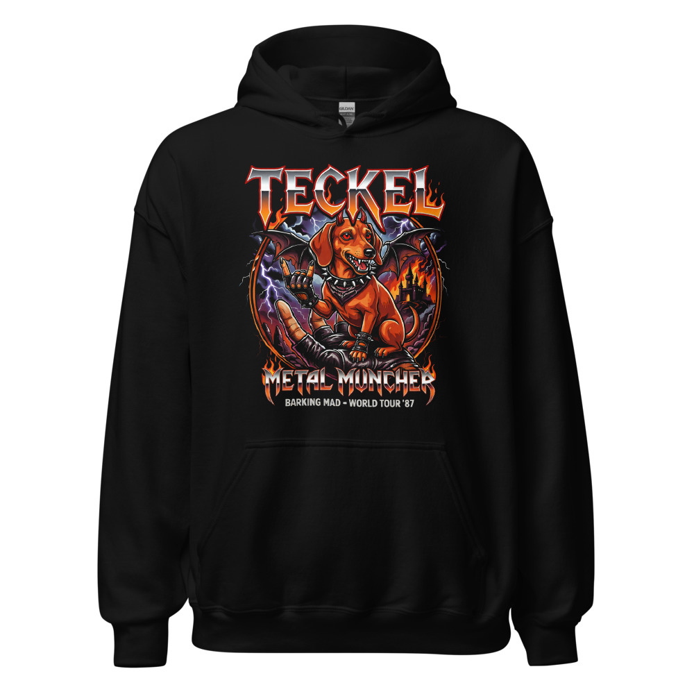 Sweat à capuche Teckel – Metal – noir – AMOUR CHIEN