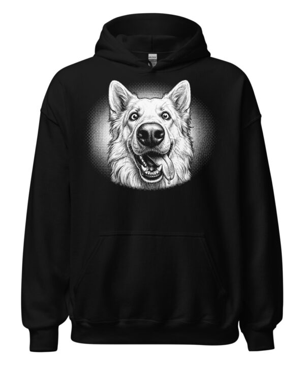 Sweat à capuche Berger Blanc Suisse – Black & White – noir – AMOUR CHIEN