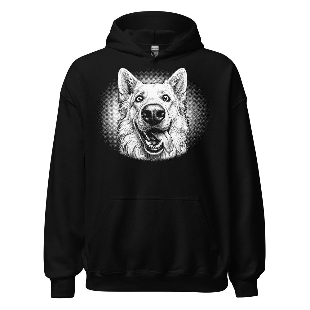 Sweat à capuche Berger Blanc Suisse – Black & White – noir – AMOUR CHIEN