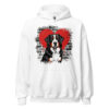 Sweat à capuche Bouvier Bernois – Street Art – blanc – AMOUR CHIEN