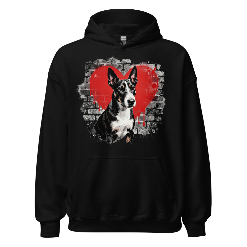 Sweat à capuche Bull Terrier – Street Art – noir – AMOUR CHIEN