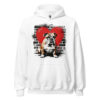 Sweat à capuche Bulldog Anglais – Street Art – blanc – AMOUR CHIEN