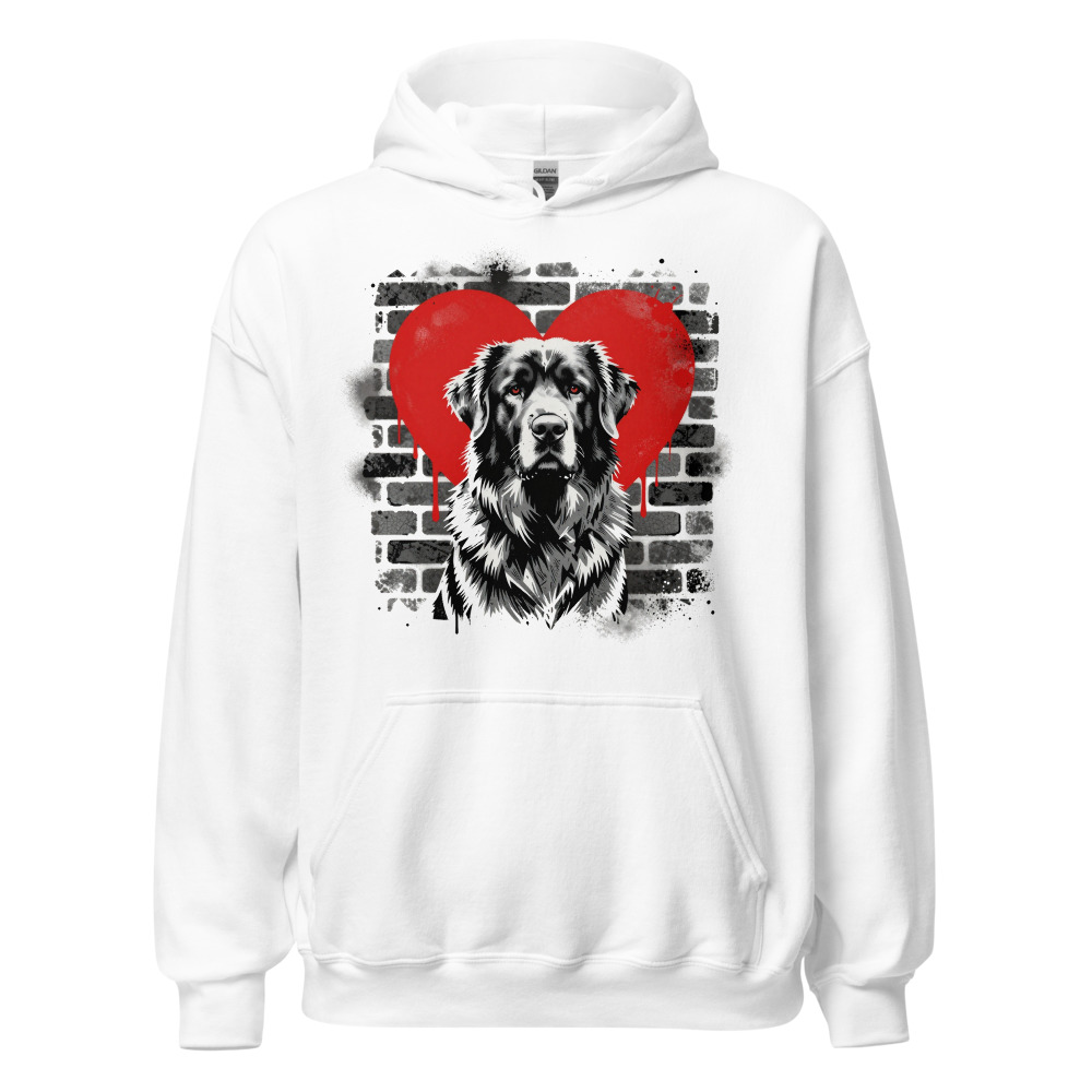 Sweat à capuche Montagne des Pyrénées – Street Art – blanc – AMOUR CHIEN