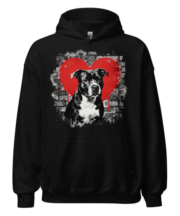 Sweat à capuche Staffordshire Bull Terrier – Street Art – noir – AMOUR CHIEN