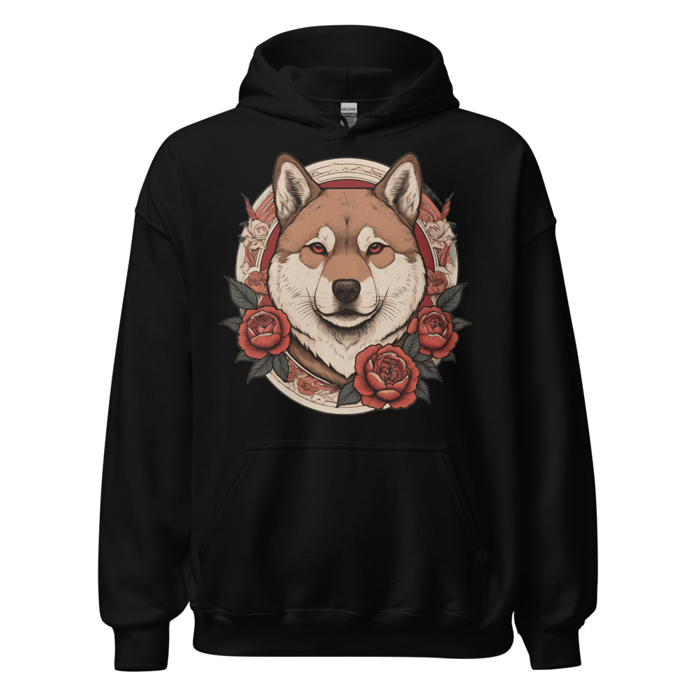 Sweat à capuche Akita Inu – Tattoo – noir – AMOUR CHIEN