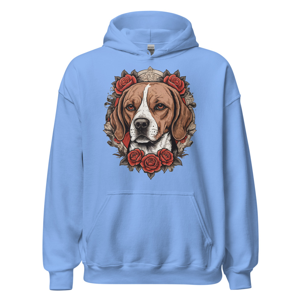 Sweat à capuche Beagle – Tattoo – bleu caroline – AMOUR CHIEN