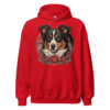 Sweat à capuche Berger Australien – Tattoo – rouge – AMOUR CHIEN