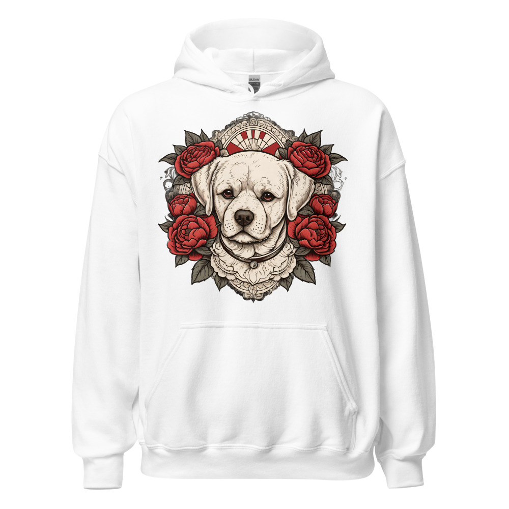 Sweat à capuche Bichon Frisé – Tattoo – blanc – AMOUR CHIEN