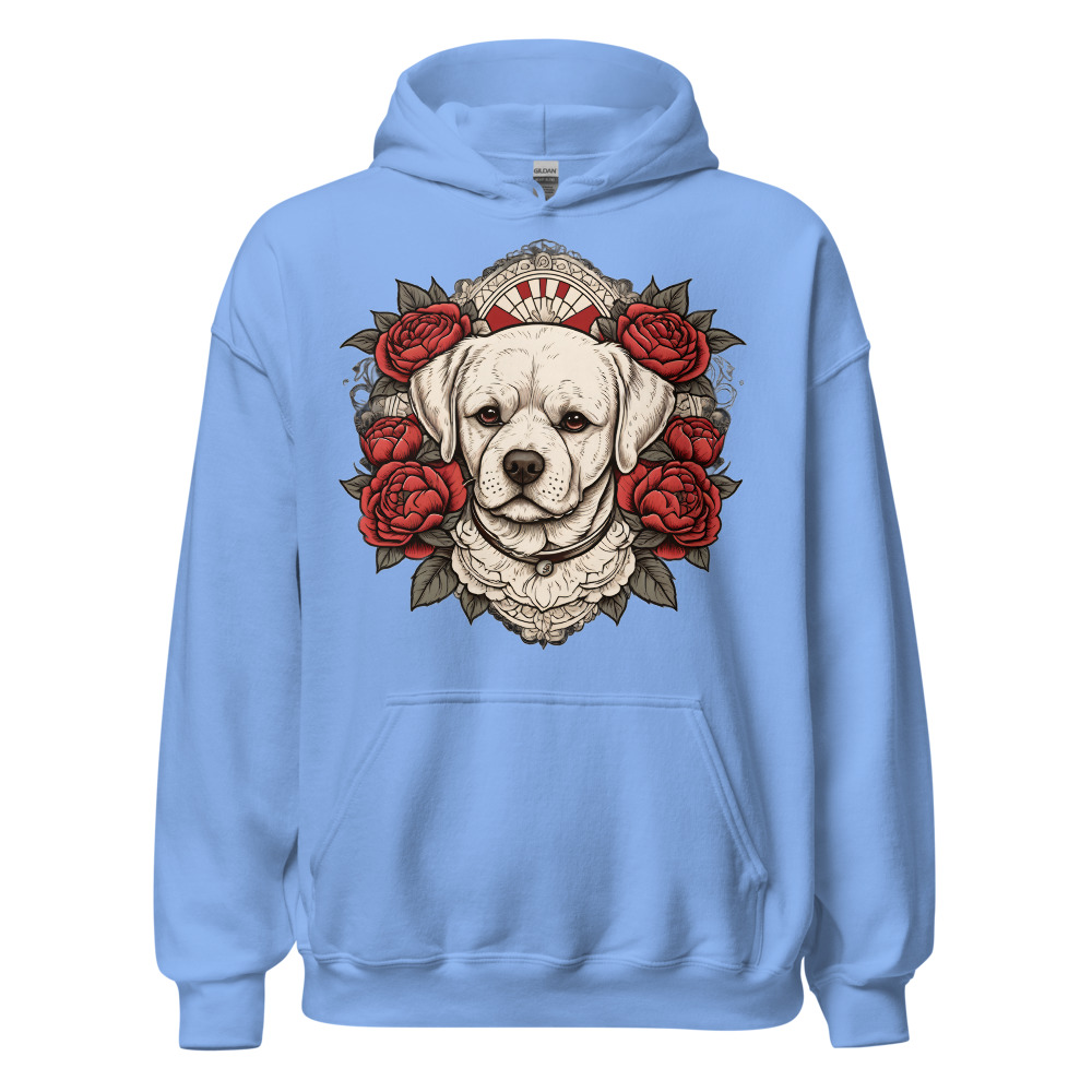 Sweat à capuche Bichon Frisé – Tattoo – bleu caroline – AMOUR CHIEN