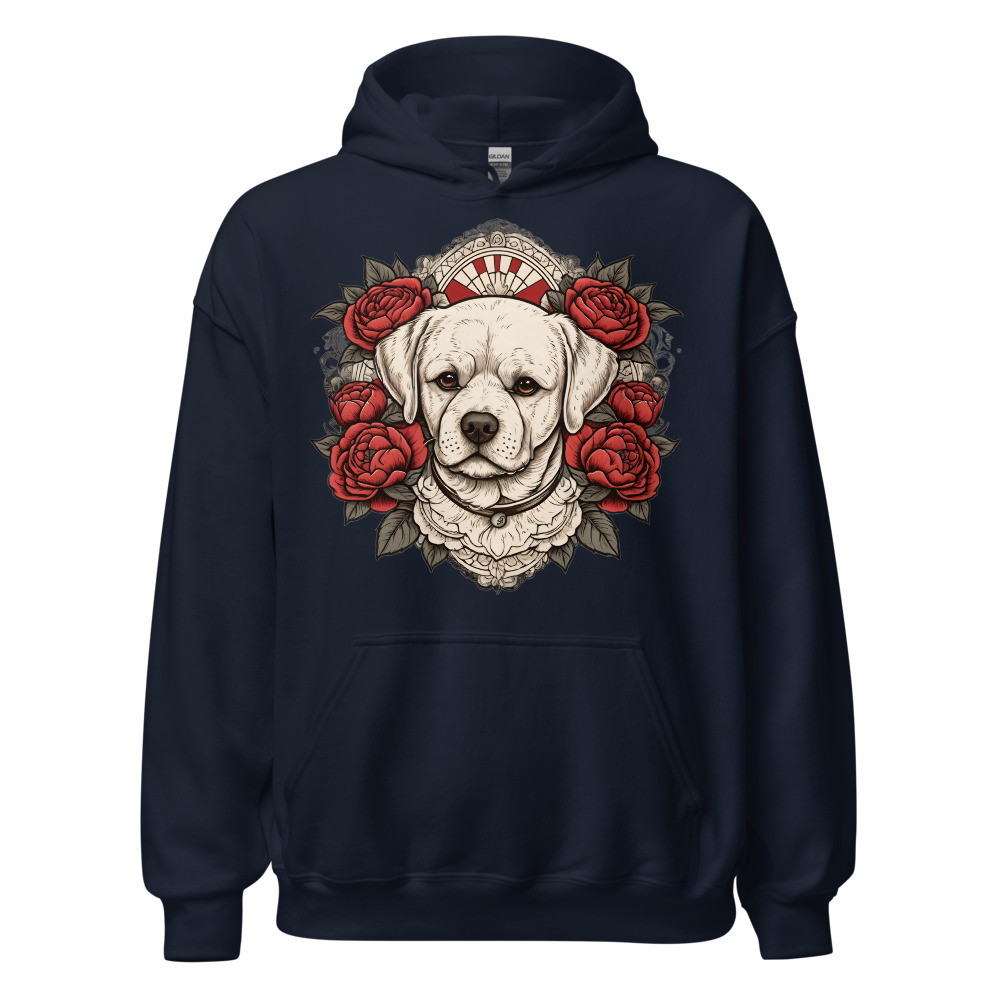 Sweat à capuche Bichon Frisé – Tattoo – bleu marine – AMOUR CHIEN