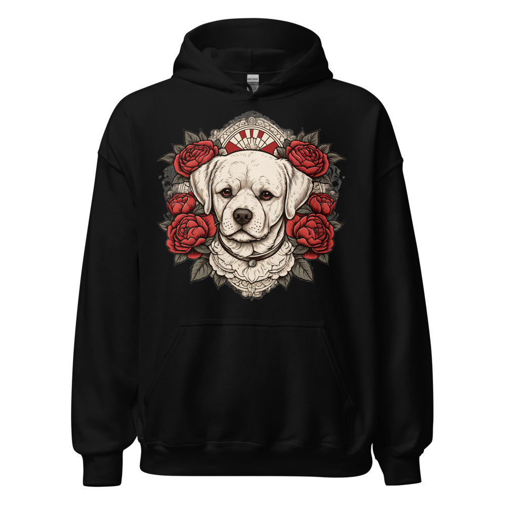 Sweat à capuche Bichon Frisé – Tattoo – noir – AMOUR CHIEN