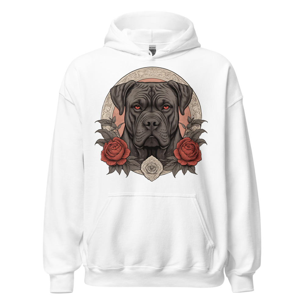 Sweat à capuche Cane Corso – Tattoo n° 2 – blanc – AMOUR CHIEN
