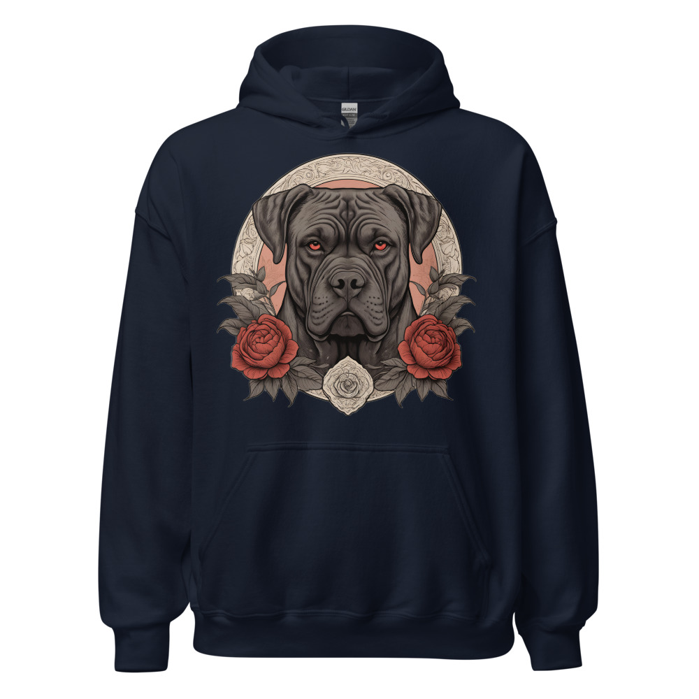 Sweat à capuche Cane Corso – Tattoo n° 2 – bleu marine – AMOUR CHIEN