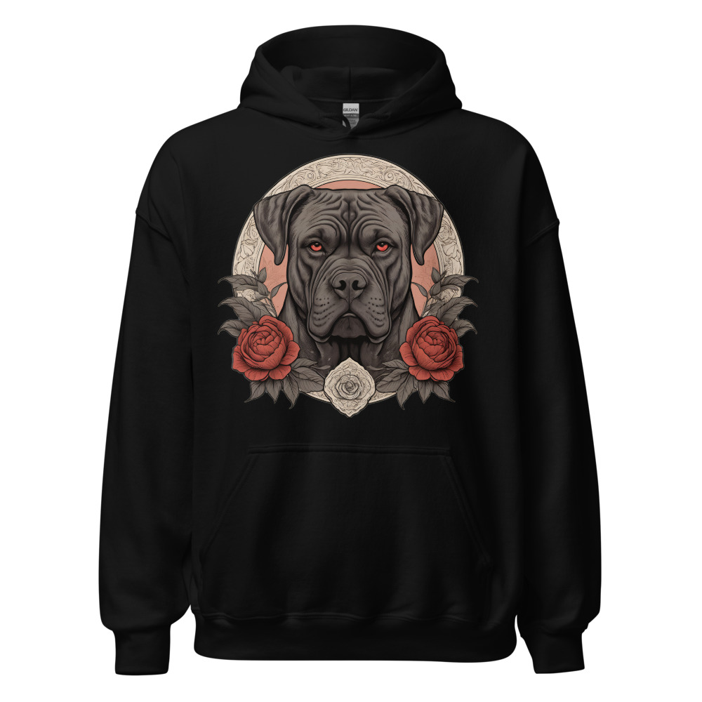 Sweat à capuche Cane Corso – Tattoo n° 2 – noir – AMOUR CHIEN