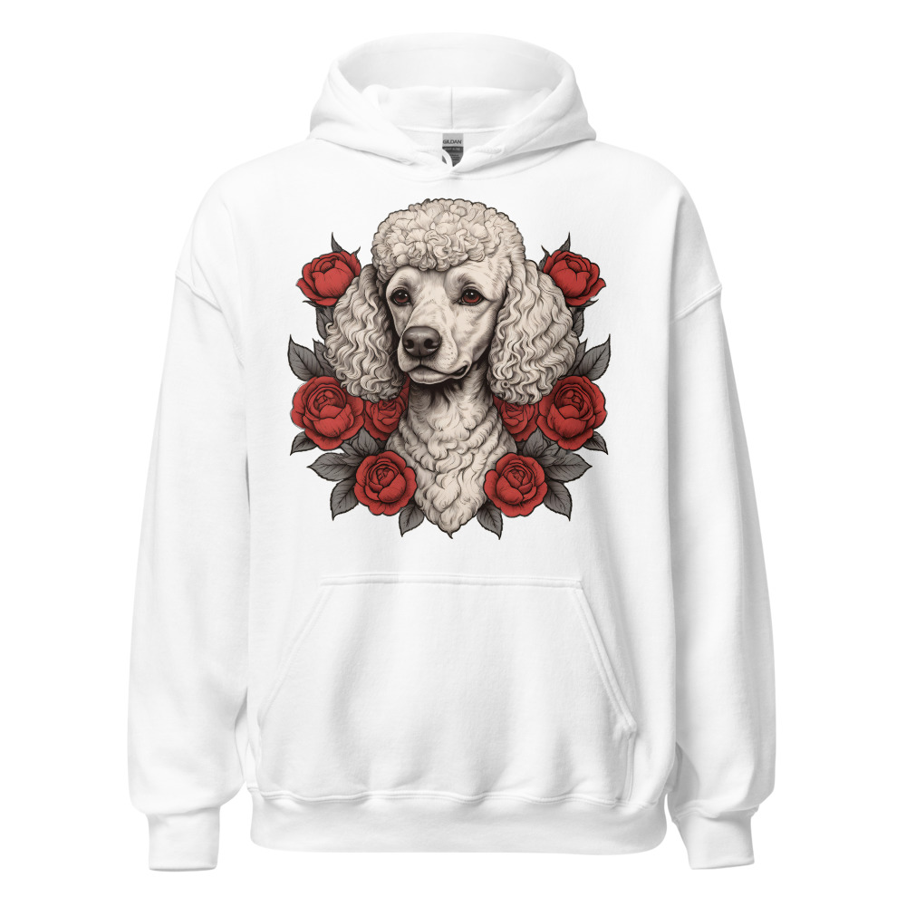 Sweat à capuche Caniche – Tattoo – blanc – AMOUR CHIEN