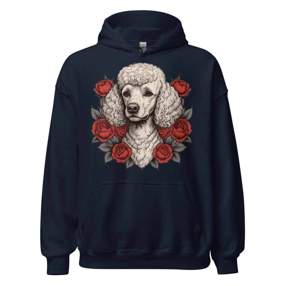 Sweat à capuche Caniche – Tattoo – bleu marine – AMOUR CHIEN