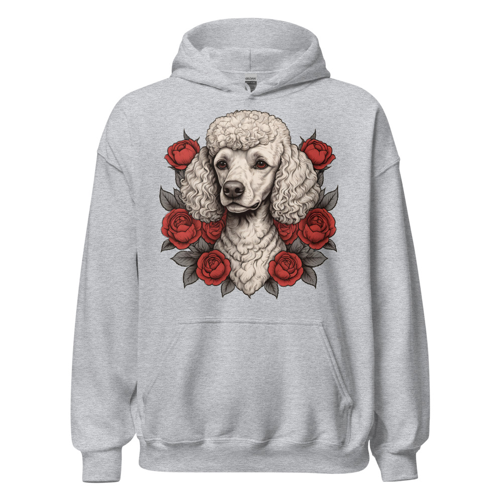 Sweat à capuche Caniche – Tattoo – gris sport – AMOUR CHIEN