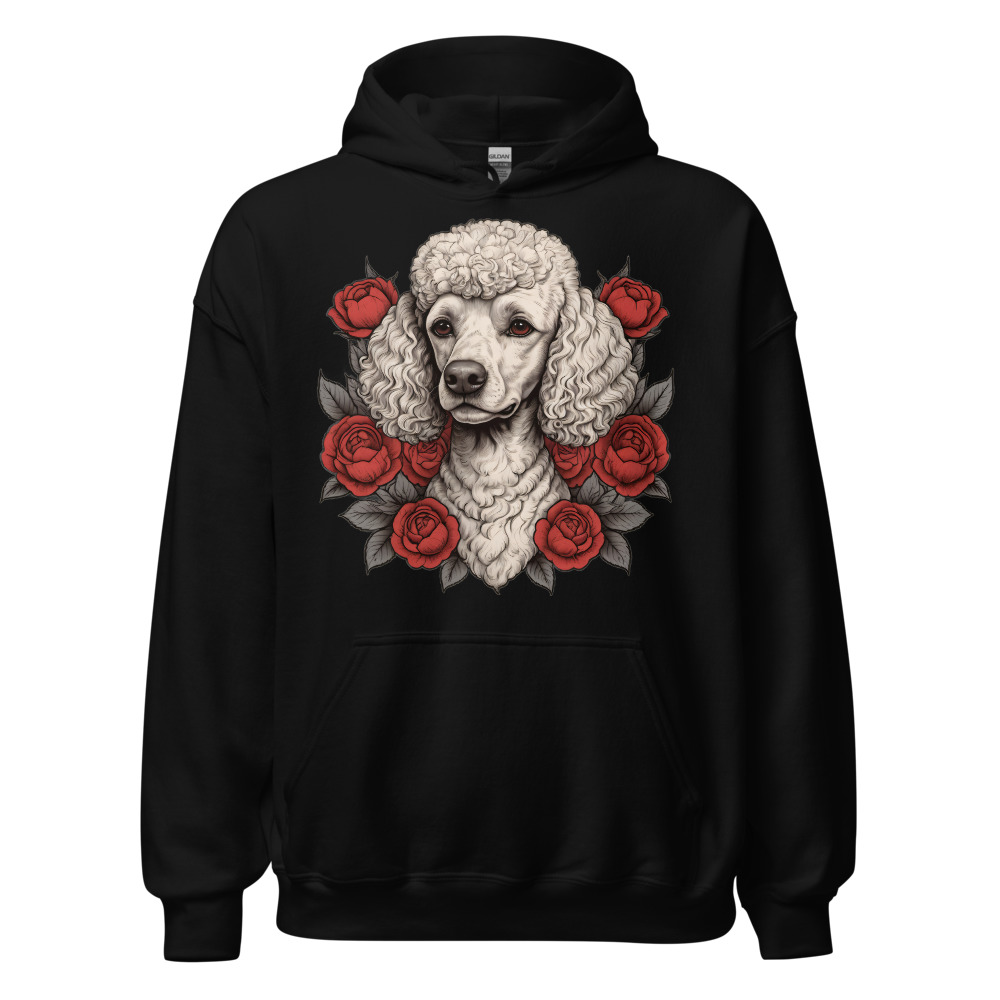 Sweat à capuche Caniche – Tattoo – noir – AMOUR CHIEN