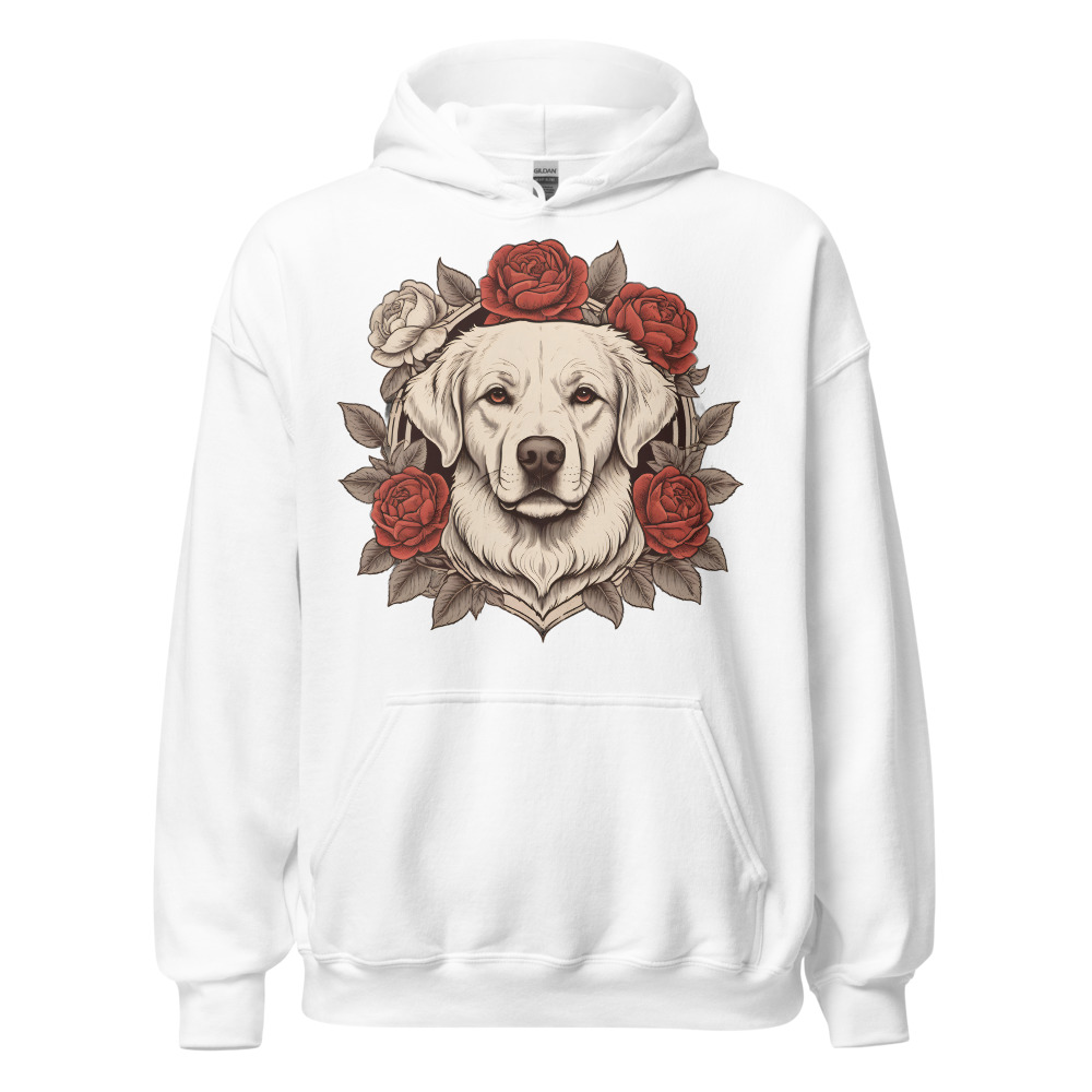 Sweat à capuche Golden Retriever – Tattoo – blanc – AMOUR CHIEN