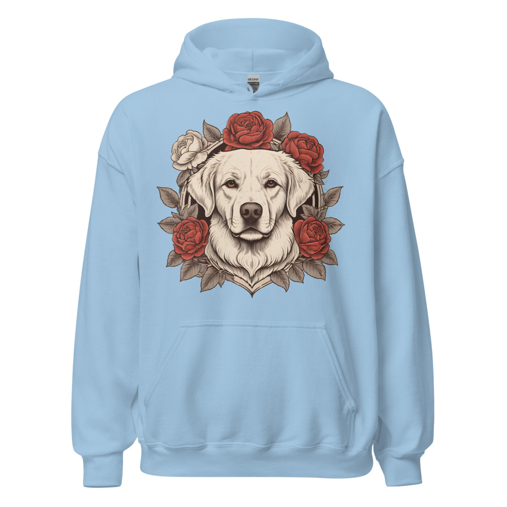 Sweat à capuche Golden Retriever – Tattoo – bleu ciel – AMOUR CHIEN