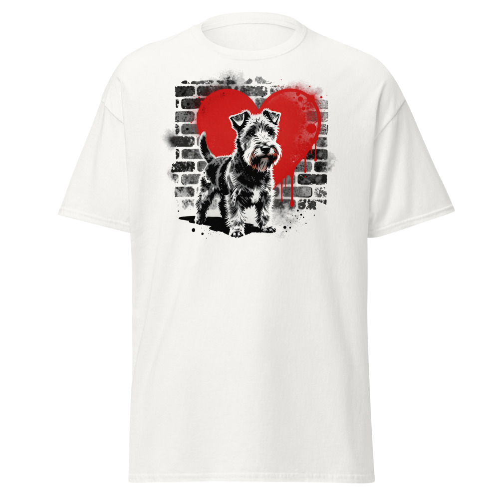 T-shirt Airedale Terrier – Street Art – blanc – AMOUR CHIEN