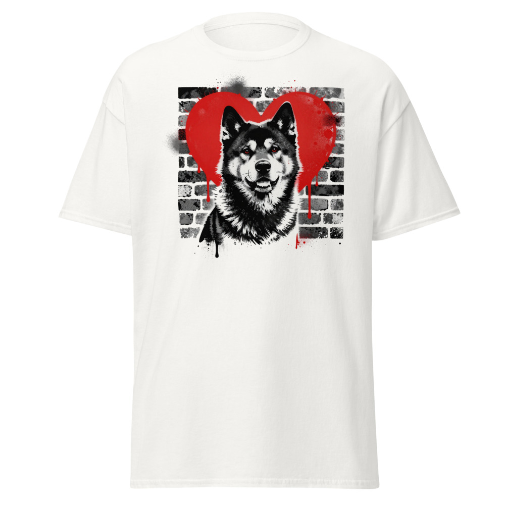 T-shirt Akita – Street Art – blanc – AMOUR CHIEN