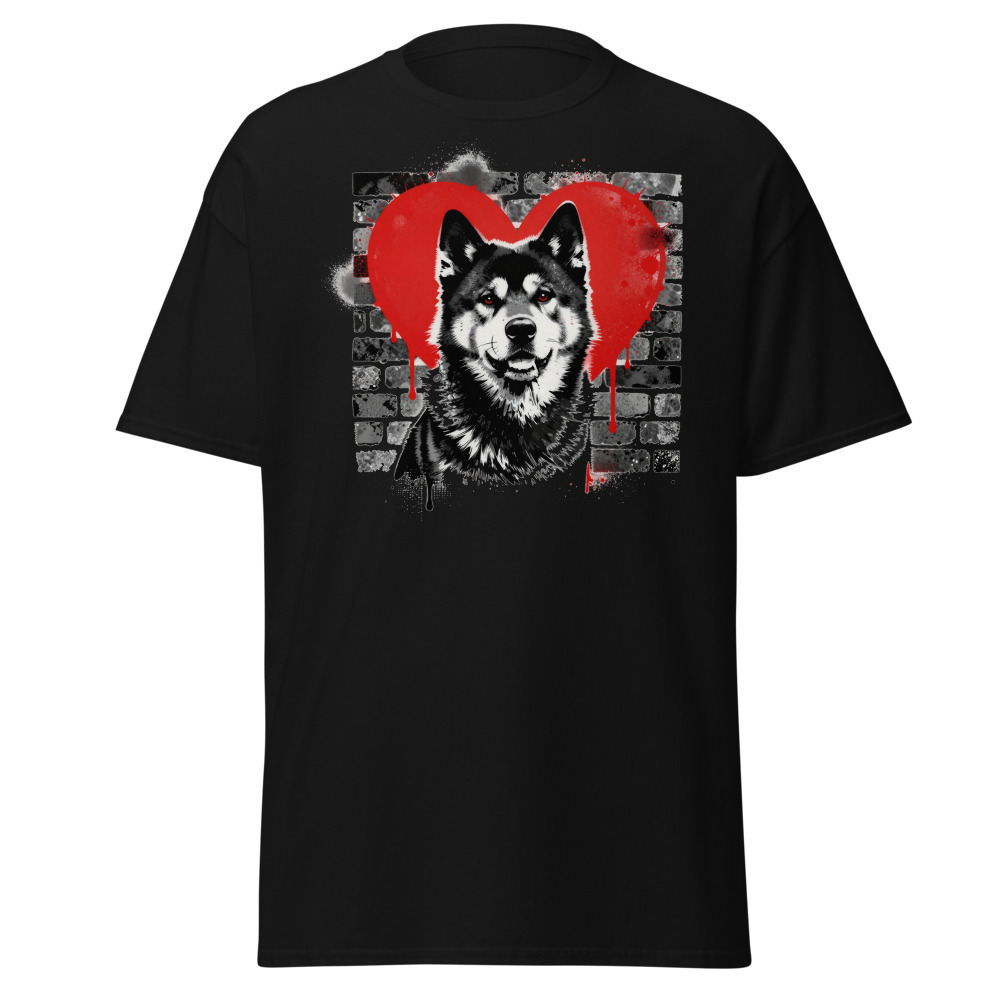 T-shirt Akita – Street Art – noir – AMOUR CHIEN