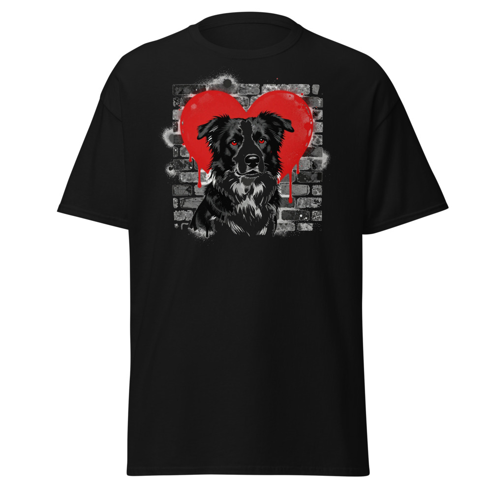 T-shirt Border Collie – Street Art – noir – AMOUR CHIEN