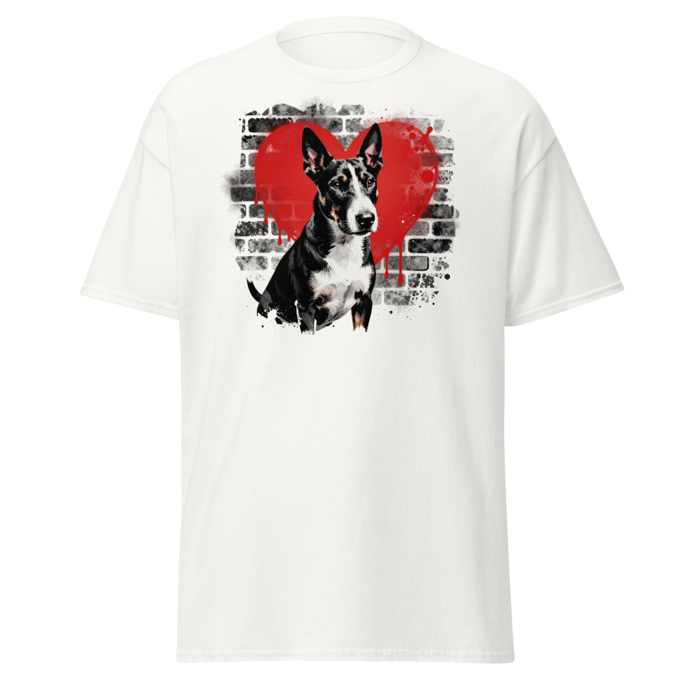 T-shirt Bull Terrier – Street Art – blanc – AMOUR CHIEN