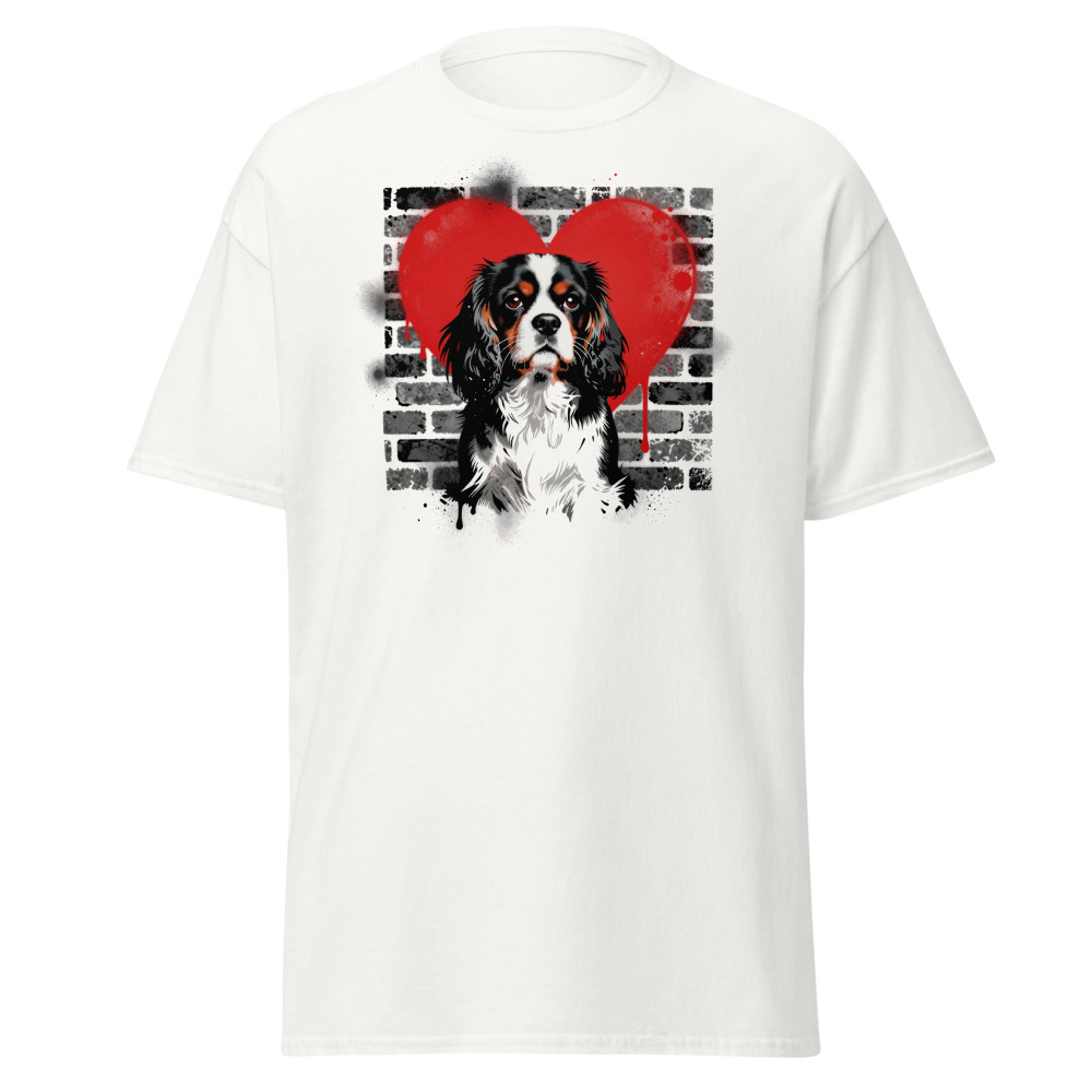T-shirt Cavalier King Charles – Street Art – blanc – AMOUR CHIEN