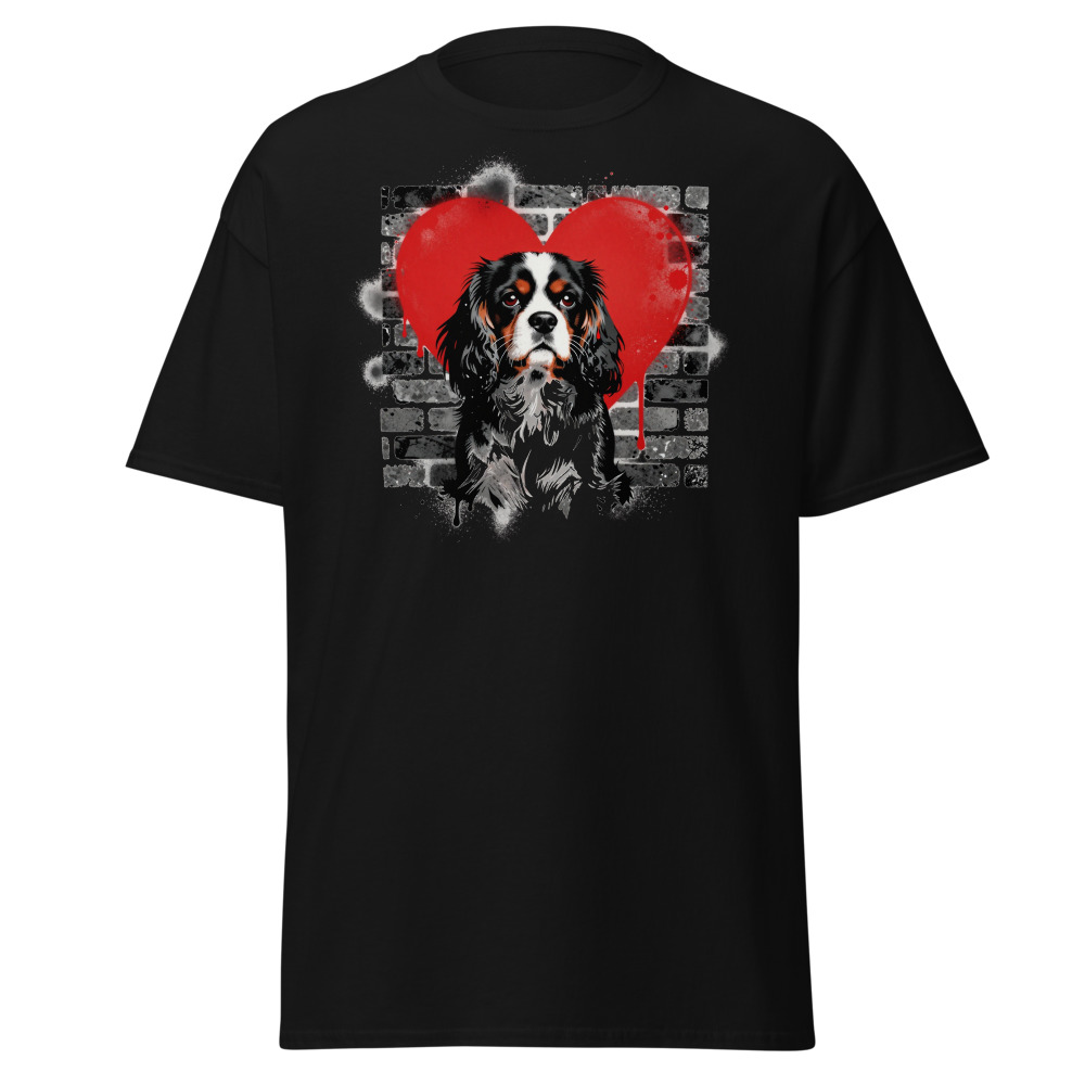 T-shirt Cavalier King Charles – Street Art – noir – AMOUR CHIEN