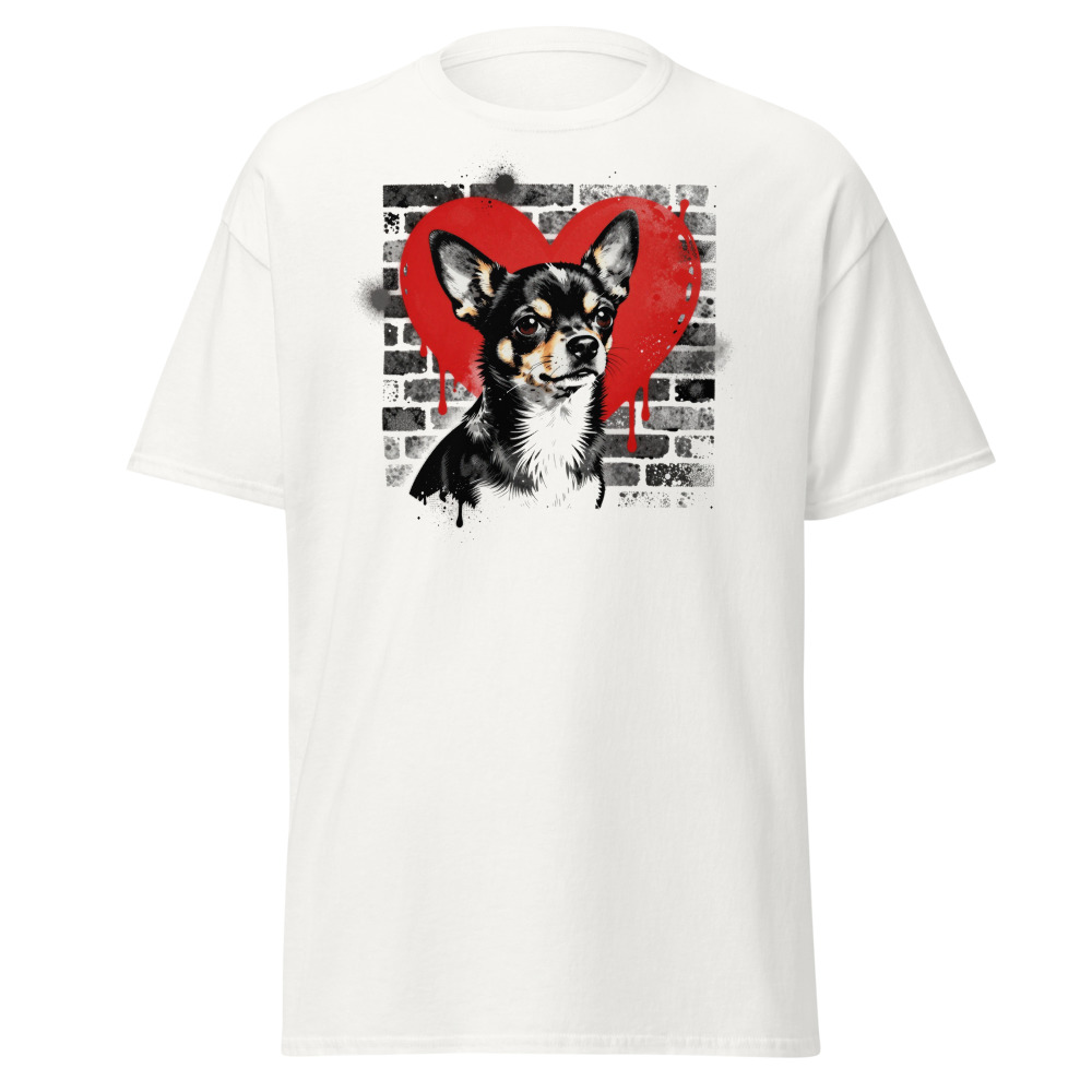T-shirt Chihuahua – Street Art – blanc – AMOUR CHIEN